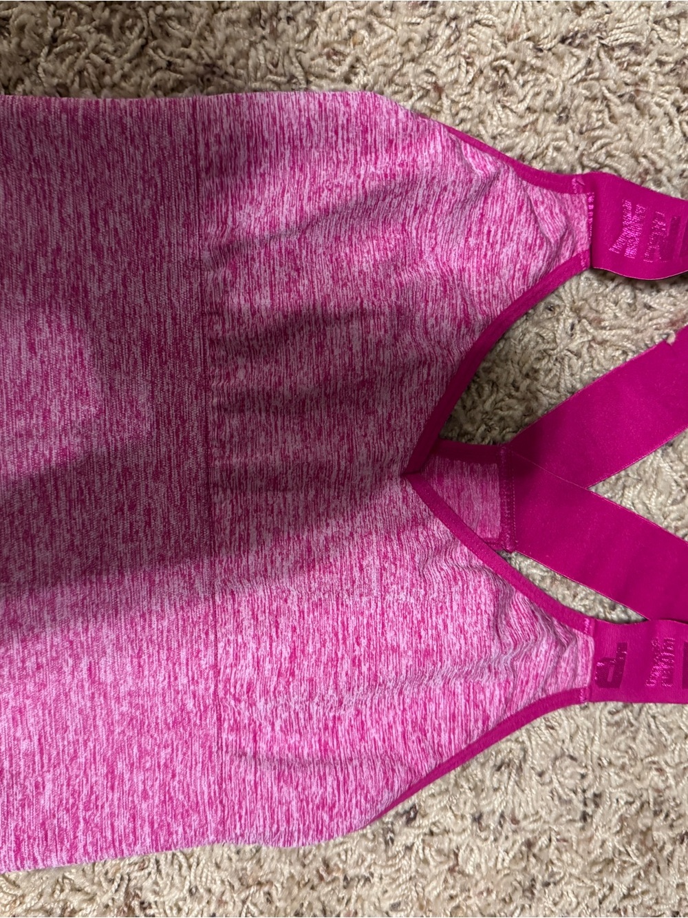 PINK Victoria's Secret Heathered Hot Pink Seamless Sports Bra